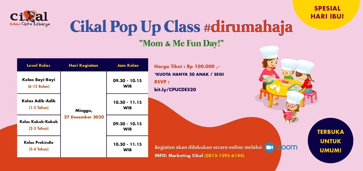 CIKAL POP-UP CLASS - EDISI HARI IBU (OPEN FOR PUBLIC)