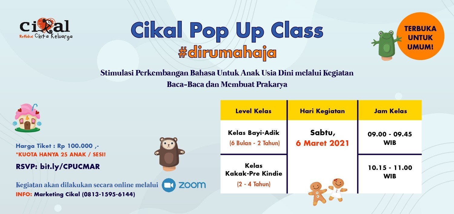 CIKAL POP UP CLASS - STIMULASI PERKEMBANGAN BAHASA (TERBUKA UNTUK UMUM)