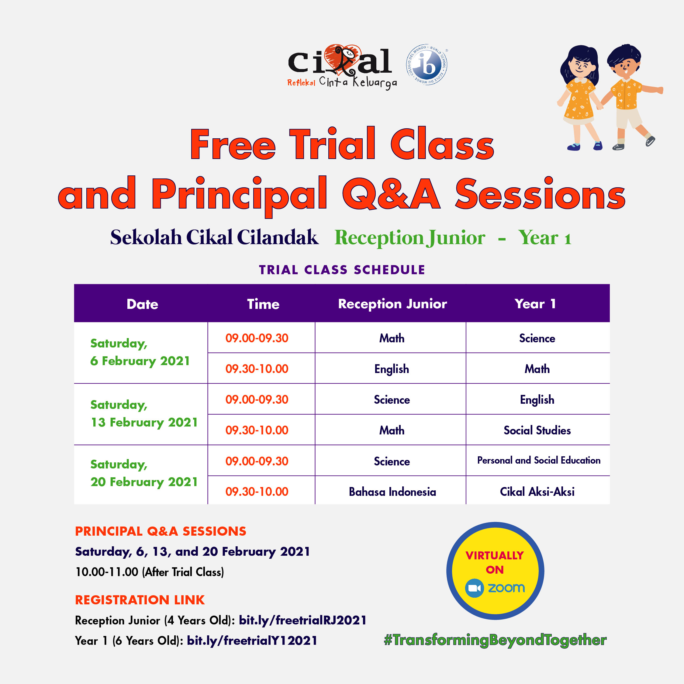 Free Trial Class (TK)  Sekolah Cikal Cilandak