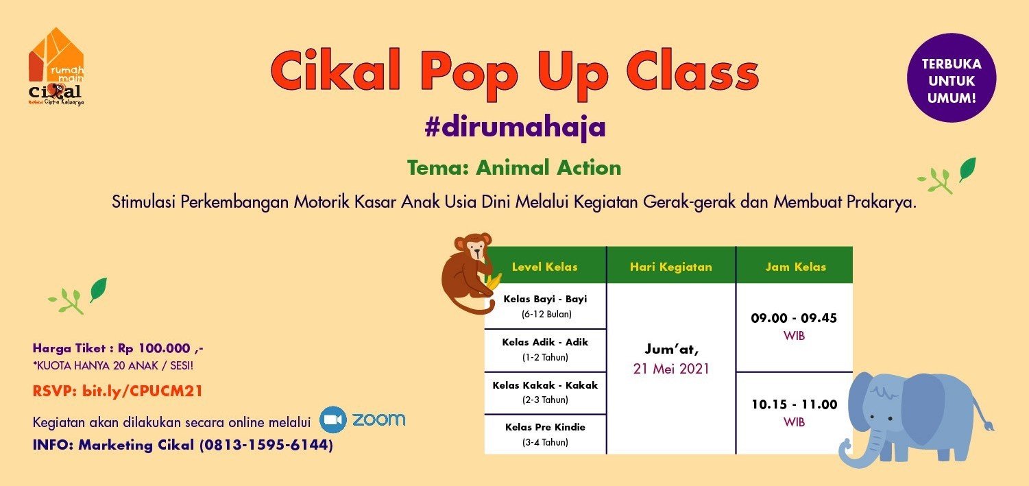 Cikal Pop-up Class : Animal Action 21 Mei 2021 (For Public)